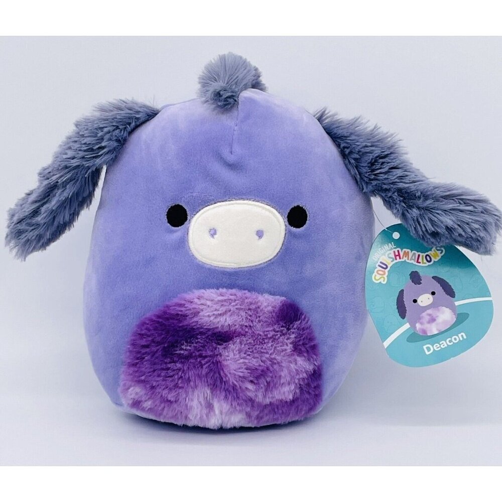 NWT Squishmallows 8" Deacon Donkey Purple Fuzzy Ears Squishdate 05.25.20…